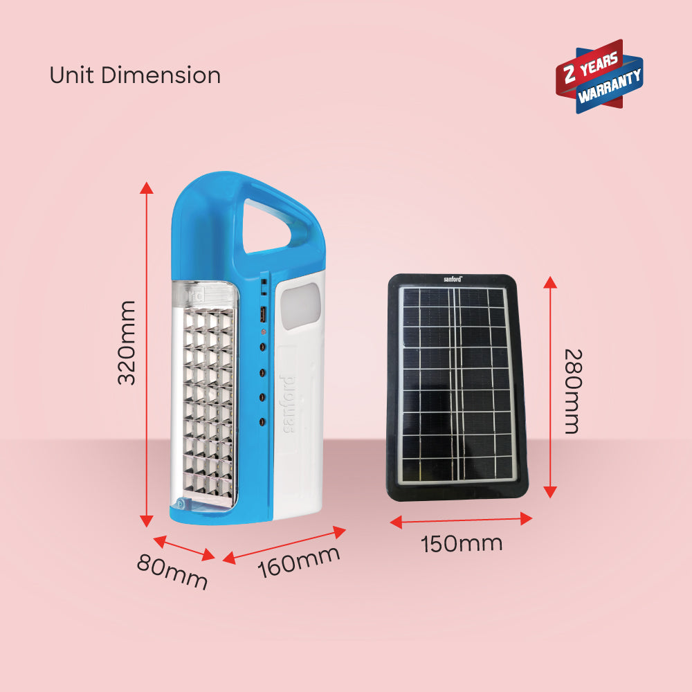 Sanford Rechargeable Lantern with Solar Panel, USB and 80 LEDs | SF455ELC - buysanford